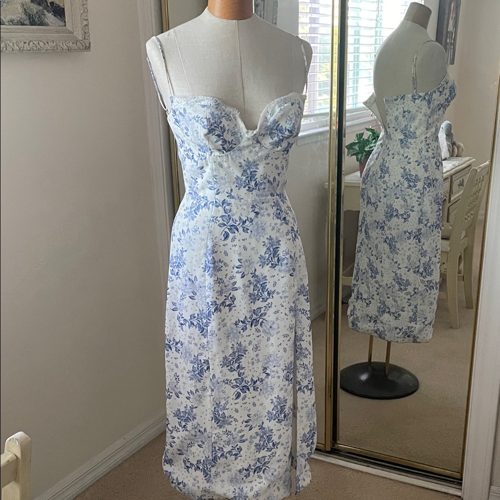 Floral Blue and White Women's Dress